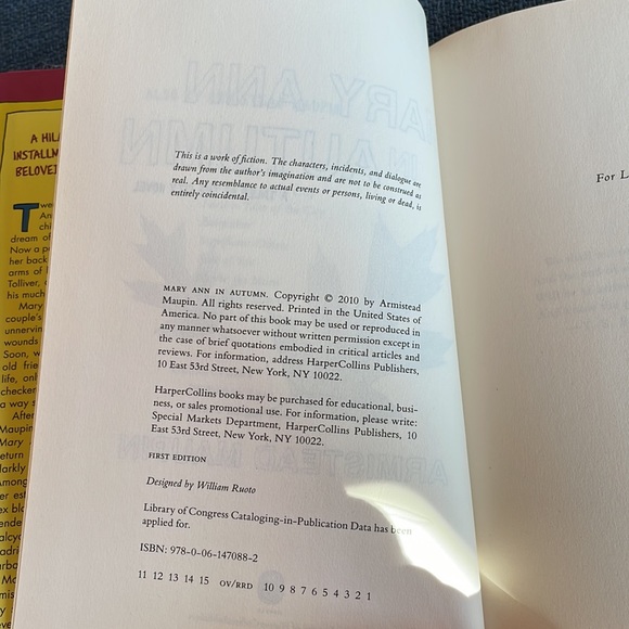 Armistead Maupin - Mary Ann in Autumn. A Tales of the City Novel. First Edition - Picture 6 of 9